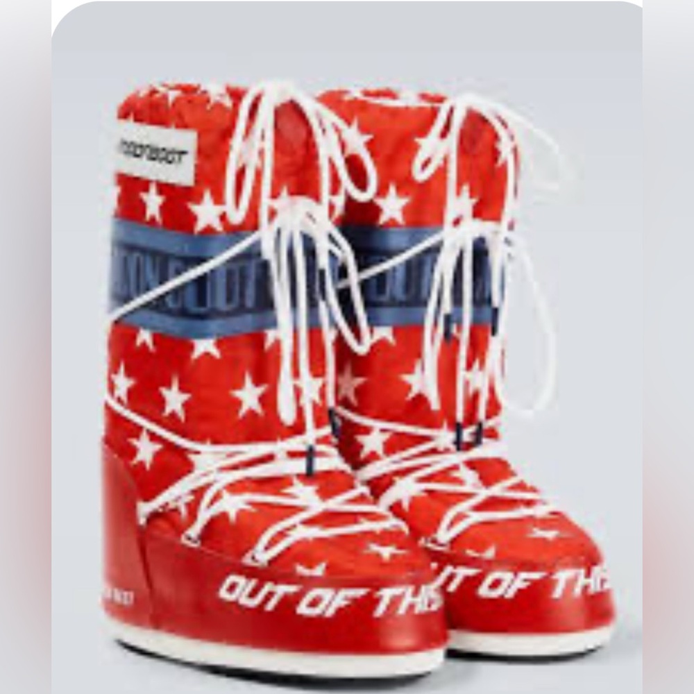 Moon Boot Red Star Pattern Show Winter Boots New - image 3